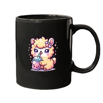 Discover Kawaii Llama Sips Bubble Tea Cute Llama Boba Tea Mugs