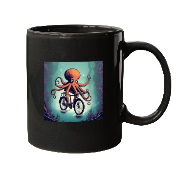 Discover A weird octopus riding a bicycle Mugs