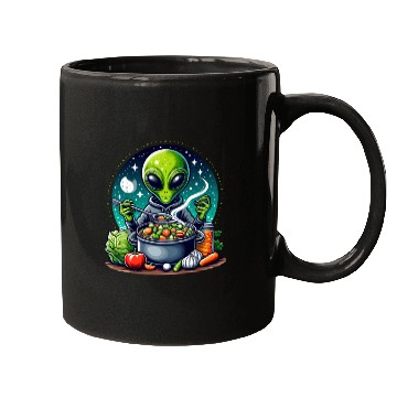 Discover Alien chef cooks vegetable soup Mugs