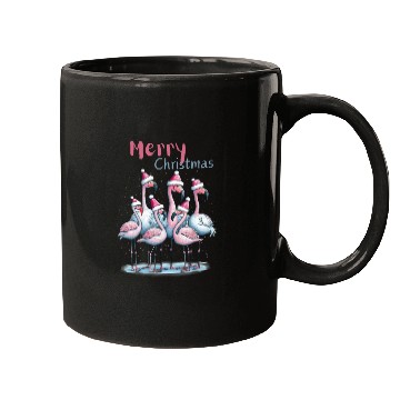 Discover Merry flocking flamingo christmas Mugs