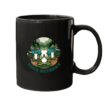 Discover Yoga Retreat: Serene Frog Meditation Mugs