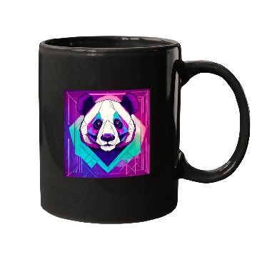 Discover Synthwave Neon Geo Panda Mugs