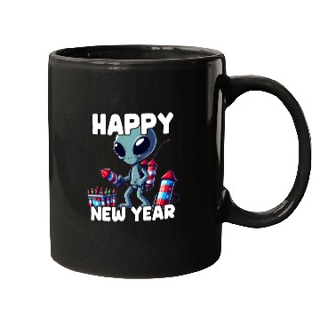 Discover Festive alien with New Year greetings Mugs