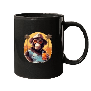 Discover Cool Monkey With Drink Funny Animals Chimpanzee Mugs