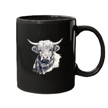 Discover Adorable Highland Cow Wearing a Scarf Mugs