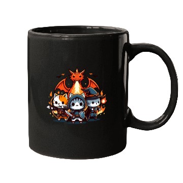 Discover Cute Kawaii Cat RPG Fantasy Board Game Dragon Mugs