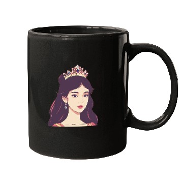 Discover Lovely Young Princess with a Pink Crown Mugs