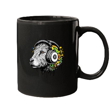 Discover Goat wearing headphones Mugs
