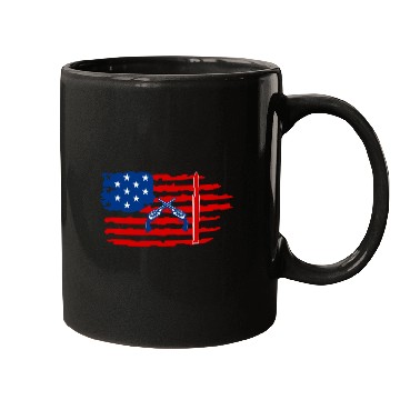 Discover USA flag with gun Mugs