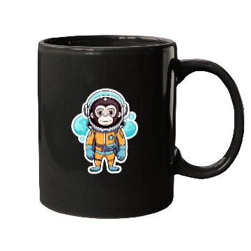 Discover Monkey Ape Astronaut Illustration Mugs