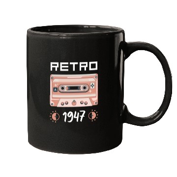 Discover Retro Tape Music Nostalgia Vintage 1947 Mugs