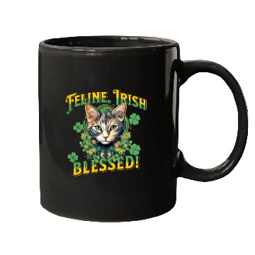Discover FELINE IRISH BLESSED Feline Kitty Design Mugs
