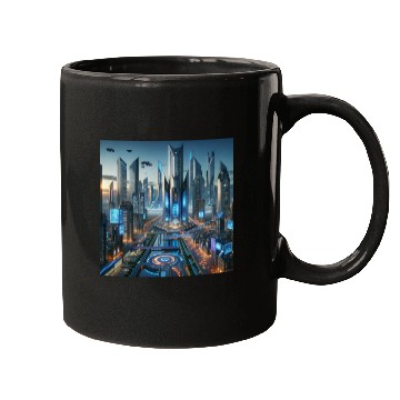 Discover Future Metropolis Neon Lights and Advanced Mugs