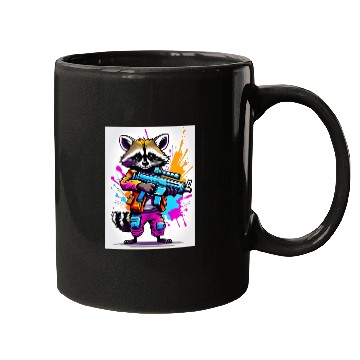 Discover Raccoon with laser gun Mugs