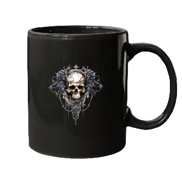Discover Gothic Art Print with Skull and Roses Mugs