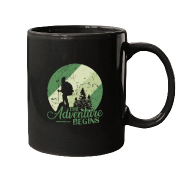 Discover The Adventure begins Hiking Nature Mugs