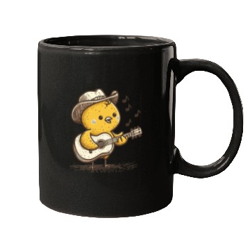 Discover Cute Cowboy Baby Chick Playing Guitar Mugs
