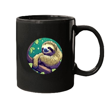 Discover Sleeping Sloth Illustration Mugs
