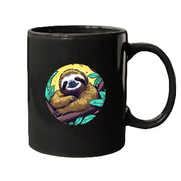 Discover Sleeping Sloth Illustration Mugs