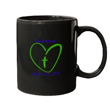Discover He Is Risen Heart with a Cross; March 31st, 2024 Mugs
