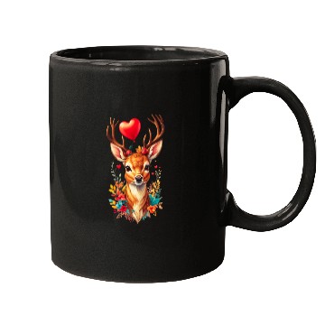Discover Cute deer with heart shaped balloon. Mugs