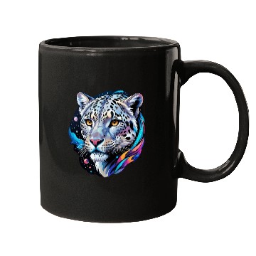 Discover Cosmic Snow Leopard - Ethereal Animal Portrait Mugs