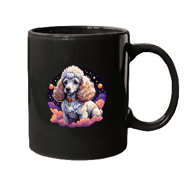 Discover Celestial Poodle in Space Illustration Mugs
