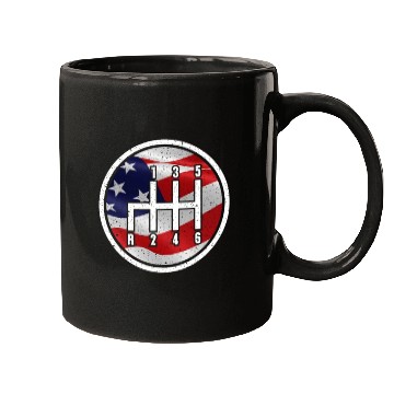 Discover American Flag Muscle Car 6 Gears Knob Car Mechanic Mugs