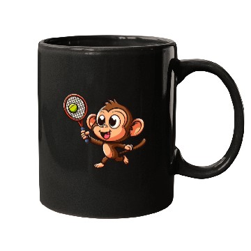 Discover Monkeys in Tennis and Badminton Duel - Hilarious Mugs