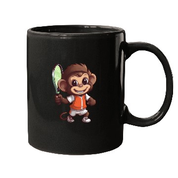 Discover Monkeys in Tennis and Badminton Duel - Hilarious Mugs