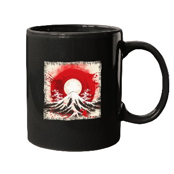 Discover Kyoto Mountains: Flag, Volcano, and Blood Moon Mugs