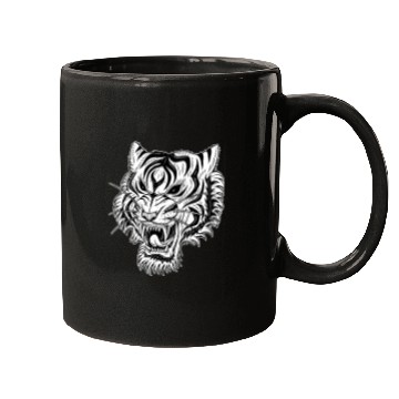 Discover Dark Angry Tiger Sideview Mugs