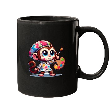 Discover Cute Monkey Artist Mugs