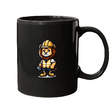 Discover Cute Lion Construction Worker Mugs
