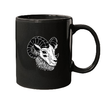Discover Dark Devil Goat Horn Head Mugs