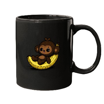 Discover Amigurumi Monkey Chills On Banana Mugs