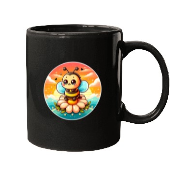 Discover cute kawaii bee on flower Mugs