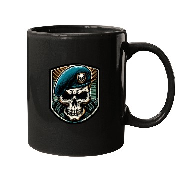 Discover Beret Skull Military Emblem Mugs