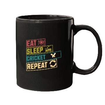 Discover Eat sleep cricket repeat hobby Mugs