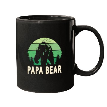 Discover Papa Bear Forest Green Retro Mens Mugs