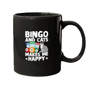 Discover Bingo And Cats Makes Me Happy Mugs