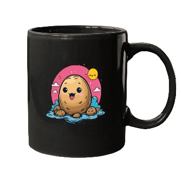Discover Kawaii Potato go to swimming Mugs