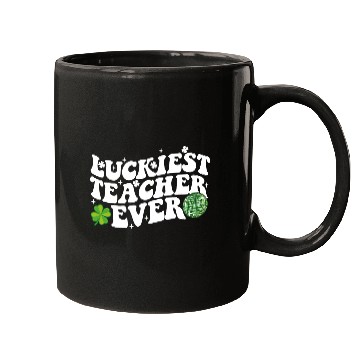Discover Luckiest Teacher Ever Disco Ball Shamrock Groovy Mugs