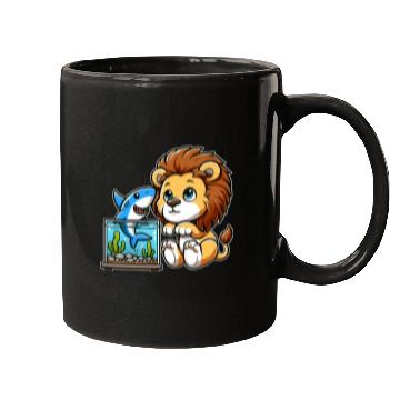 Discover Lion in Aquarium: Fish & Shark Mugs