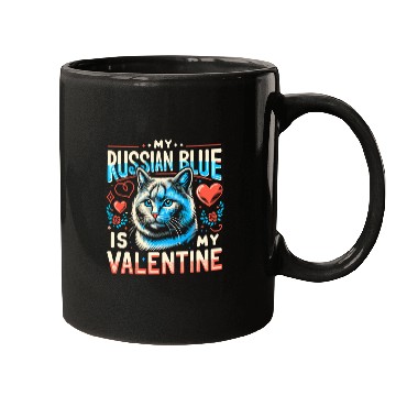 Discover Russian Blue Cat Love Cute Valentine's for Cat lov Mugs