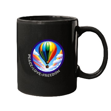 Discover Peace Love Freedom Ballon Mugs