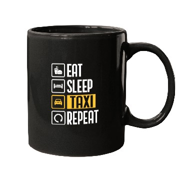 Discover Eat Sleep Taxi Repeat Funny Cab Driver Mugs