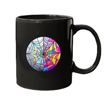 Discover colorful spider web stained glass Mugs