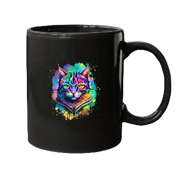 Discover powerful colorful cat Mugs