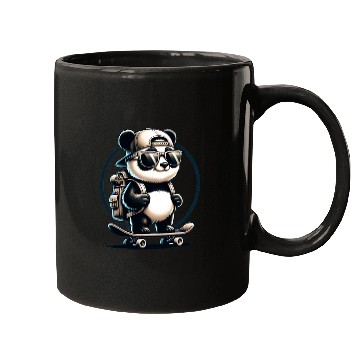 Discover Panda on Skateboard Mugs